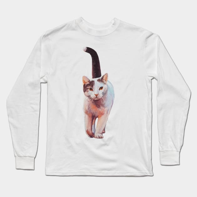 Cat on the Prowl painting (no background) Long Sleeve T-Shirt by EmilyBickell